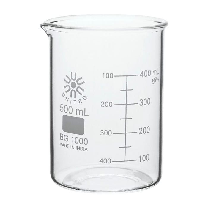 United Scientific Beakers, Low Form, Borosilicate Glass, 500ml