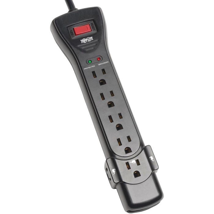 Tripp Lite 7-Outlet Surge Protector, 7 Foot Cord with Right-Angle Plug, 2160 Joules, Black