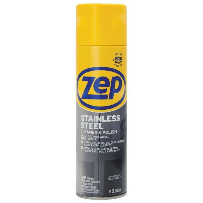 Zep Stainless Steel Polish, 14 Fluid Ounces, Chrome/Black