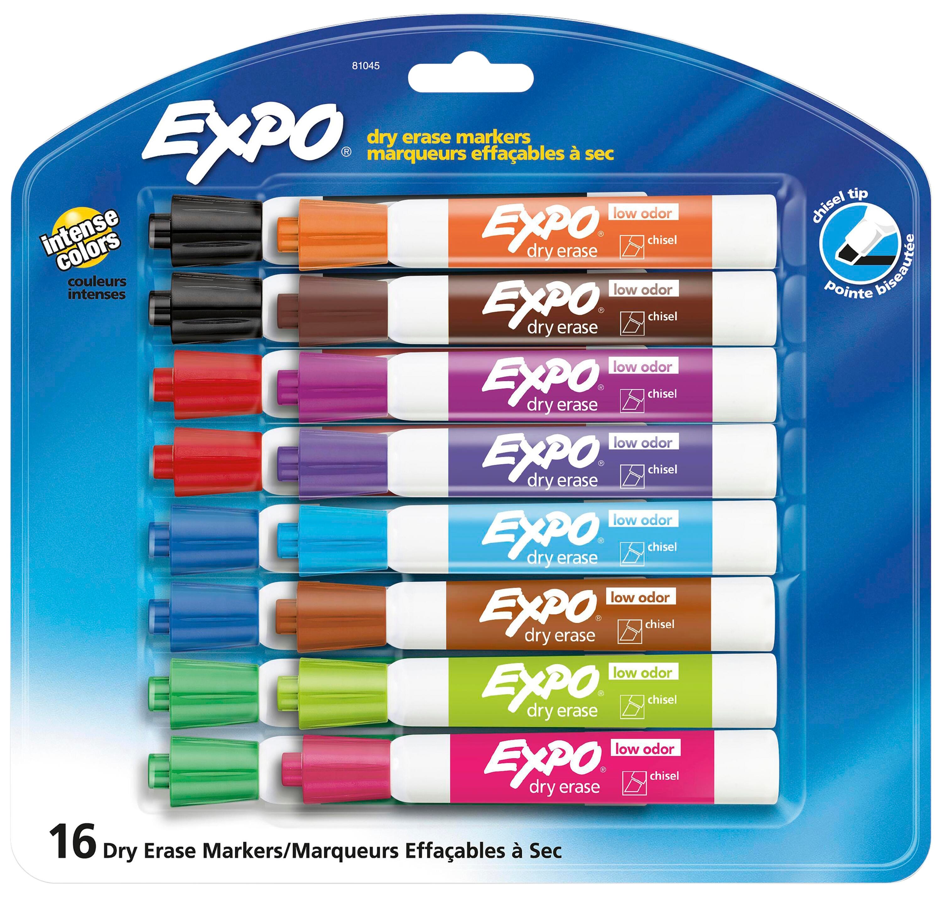 Image for EXPO Low Odor Dry Erase Markers, Chisel Tip, Assorted Colors, Pack of 16 from School Specialty