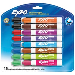 Image for EXPO Low Odor Dry Erase Markers, Chisel Tip, Assorted Colors, Pack of 16 from School Specialty