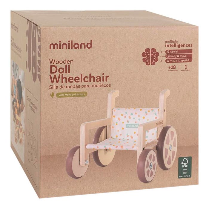 Miniland Wooden Doll Wheelchair