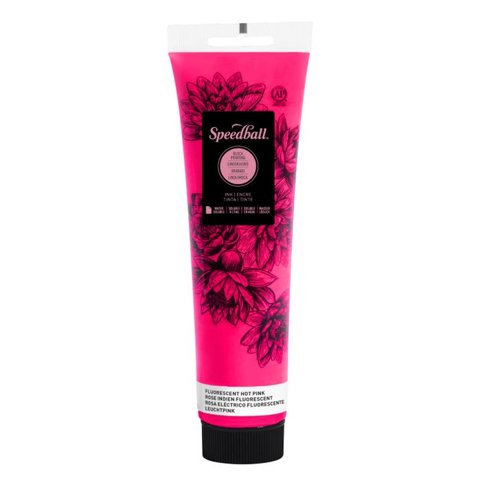 Speedball Water Soluble Block Printing Ink, Fluorescent Hot Pink, 5 Ounces