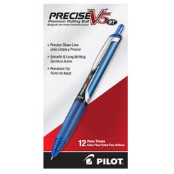 Pilot Precise V5 Retractable Premium Retractable Rolling Ball Pens, Extra Fine Point, Blue Ink, Pack of 12 2131022