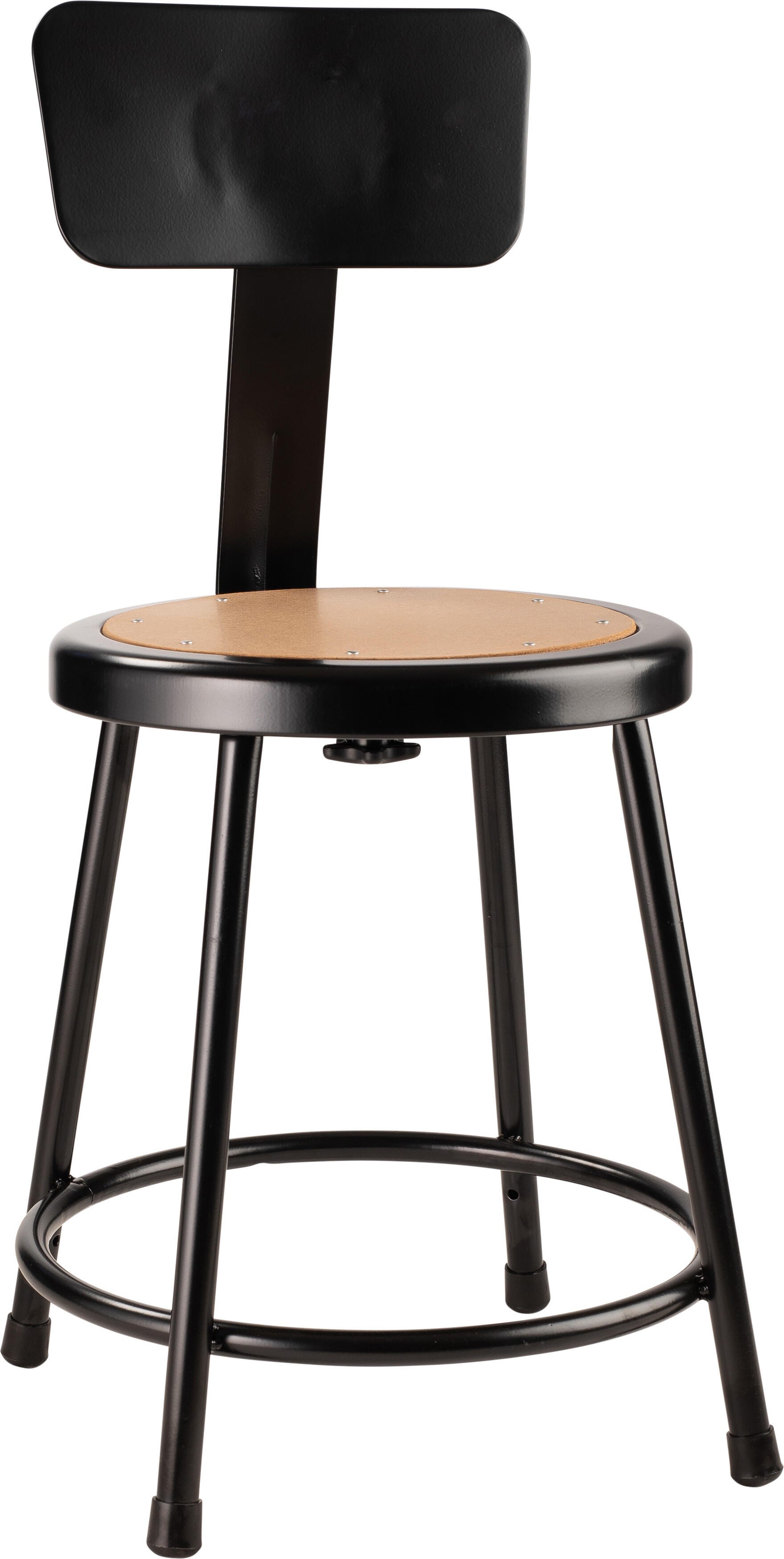 Image for National Public Seating Heavy Duty Steel Stool With Backrest, 18 Inch Seat Height, Black from School Specialty