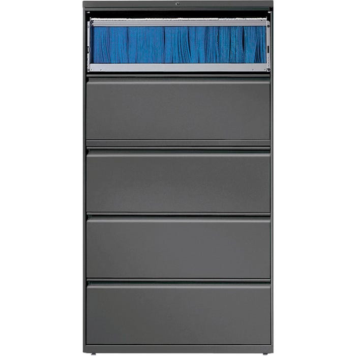 Lorell Hanging File-Drawer Charcoal Lateral Files, 5-Drawer, 36 x 18-5/8 x 67-3/4 Inches