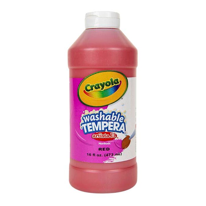 Crayola Artista II Washable Tempera Paint, 1 Pint Bottle, Red