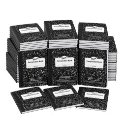 Pacon Composition Book, 9-3/4 x 7-1/2 Inches, Wide Ruled, 100 Sheets, Black Marble, Pack of 48