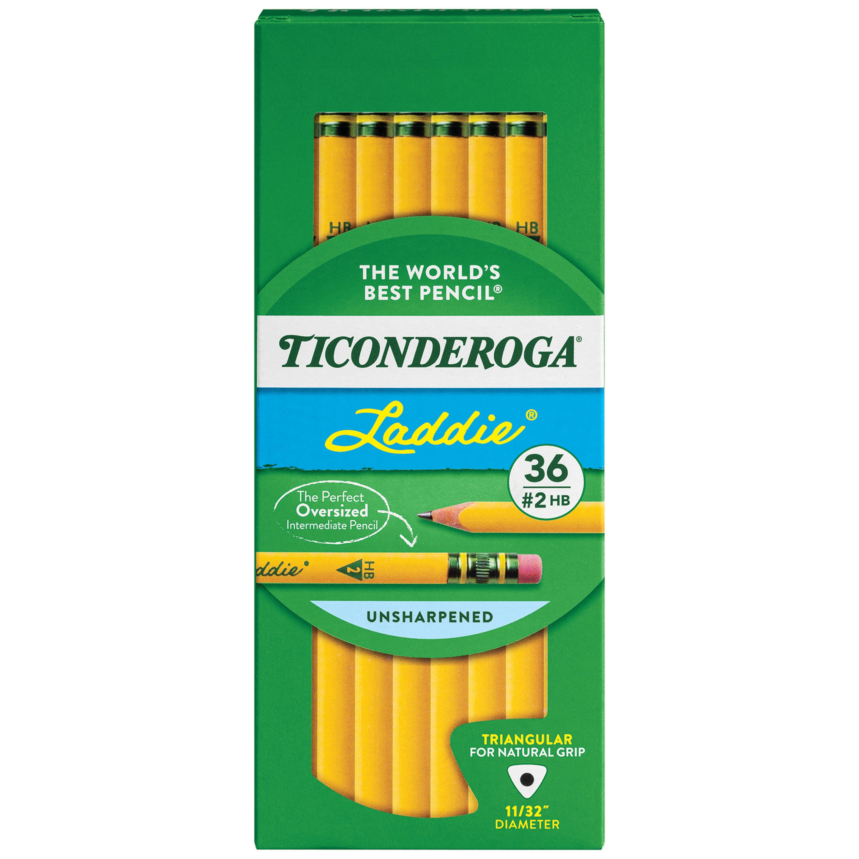 Image for Ticonderoga Laddie Triangular Pencils, No 2 HB, Unsharpened, Yellow, Pack of 36 from School Specialty