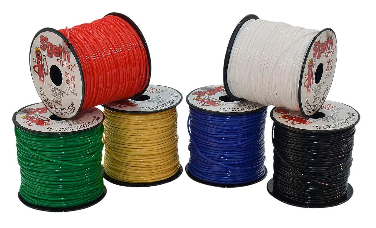 Pepperell Braiding S'Getti Lacing String Assortment Pack, 50 Yards, Assorted Colors, Set of 6
