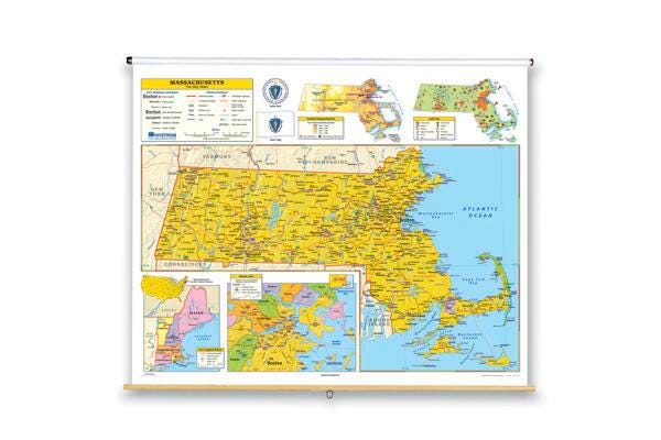 Nystrom Massachusetts Roller Map, Item Number 1398275