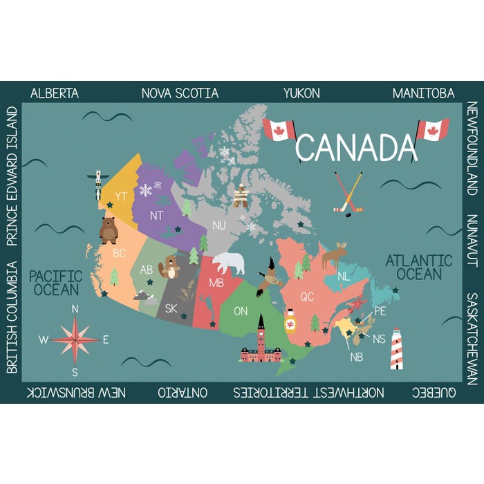 Childcraft Geography Canada Carpet, Rectangle