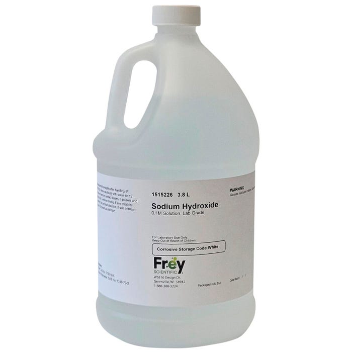 Frey Scientific Sodium Hydroxide, 0.1M Solution, Lab Grade, 3.8 Liter