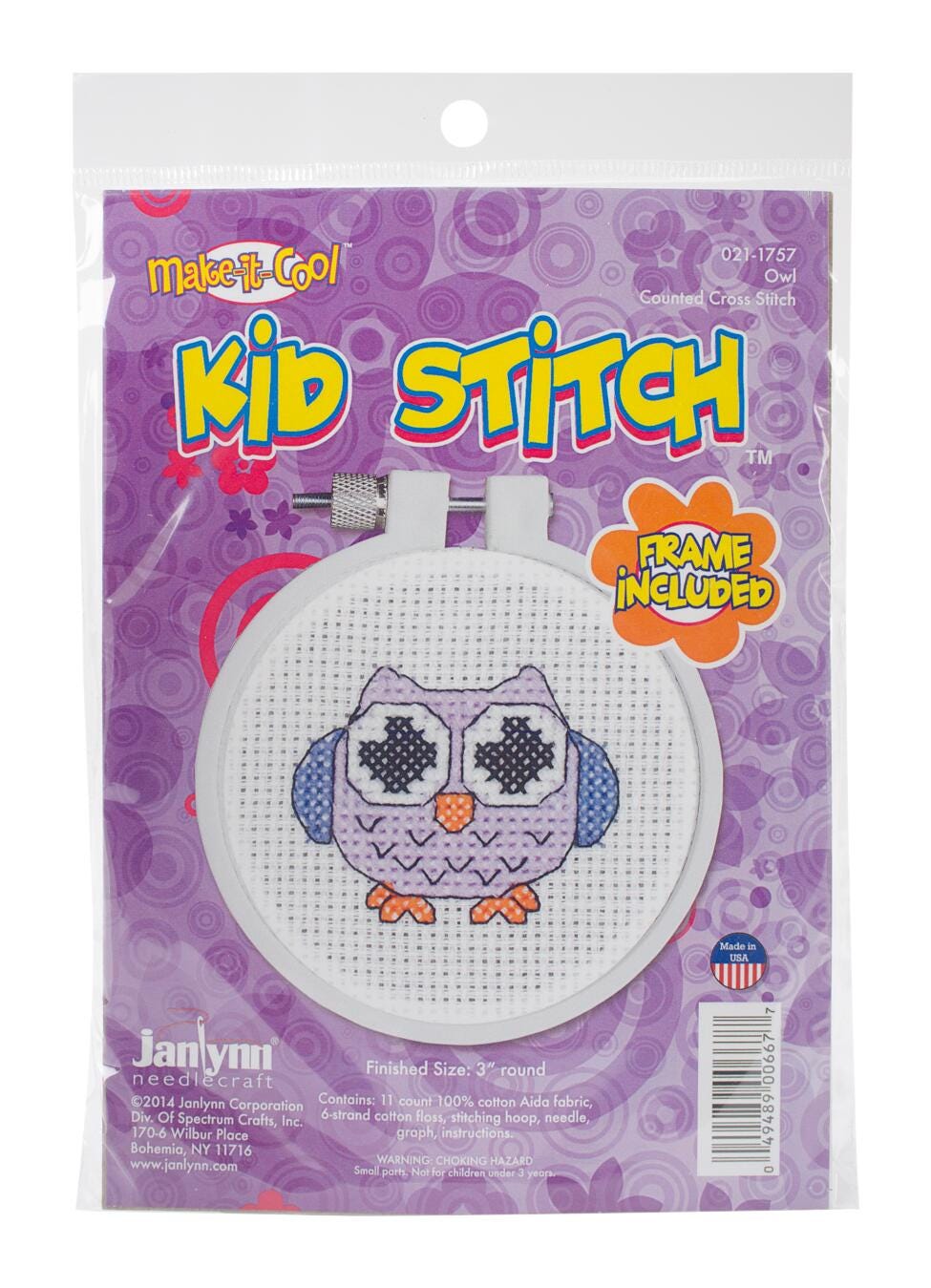 Janlynn Counted Cross Stitch Kit, Owl