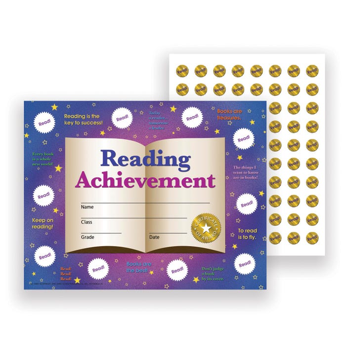 Hayes Reading Achievement Stick-To-It Reward Certificates, 30 Sheets, 320 Seals