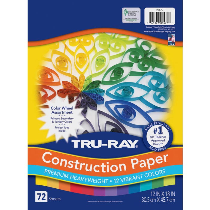 Tru-Ray Color Wheel Assortment, 12 x 18 Inches, Assorted Colors, Pack of 72
