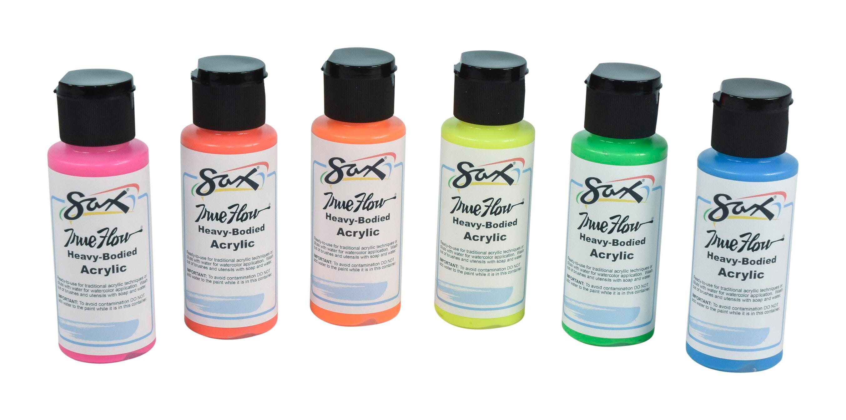 Sax Heavy Body Acrylic Paint, 2 Ounce Bottles, Assorted Neon Colors, Set of 6 2048209