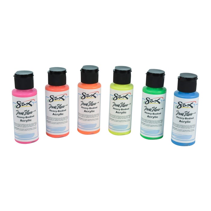 Sax Heavy Body Acrylic Paint, 2 Ounce Bottles, Assorted Neon Colors, Set of 6