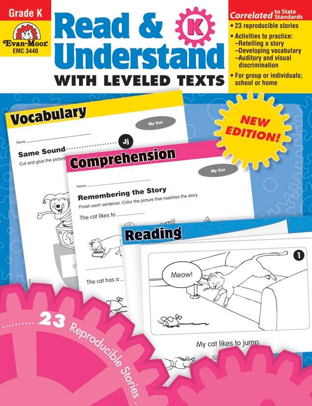 Image for Evan-Moor Read and Understand with Leveled Texts, Grade K from School Specialty