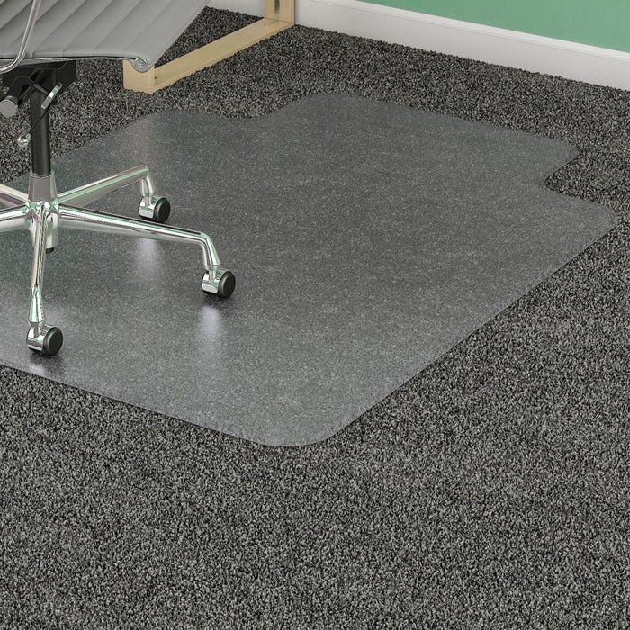Lorell PlushMat Chair Mat, 46 x 60 Inches, Lip 25 x 12 Inches, Clear