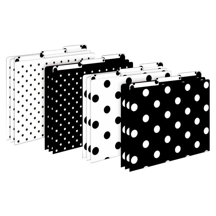 Barker Creek File Folders, Black/White Dots, Letter Size, Set of 12