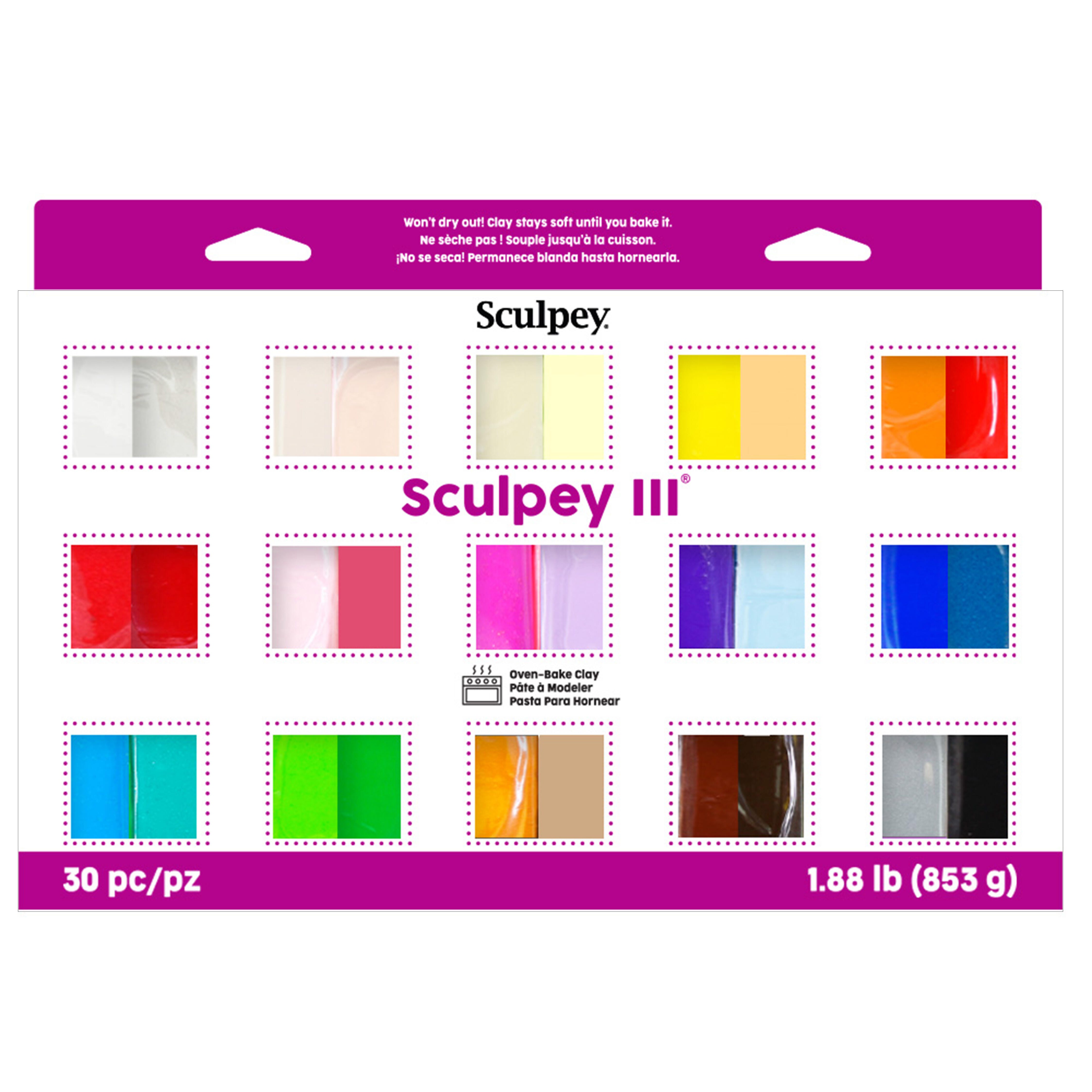 Sculpey III Polymer Modeling Compound Clay, Sampler Pack, Set of 30, Item Number 400157