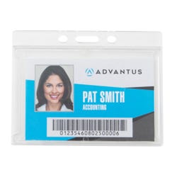 Advantus ID Badge Holder, Frosted, HZNTL, Pack of 25, Clear Frosted