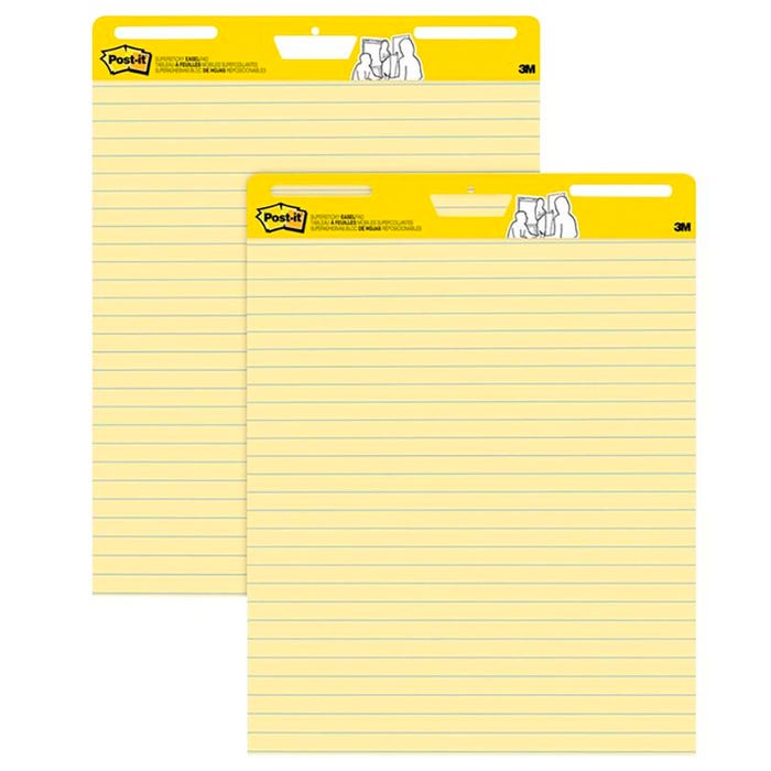 Post-It Self-Stick Easel Pads, 25 x 30 Inches, Ruled, Yellow, 30 Sheets, Pack of 2