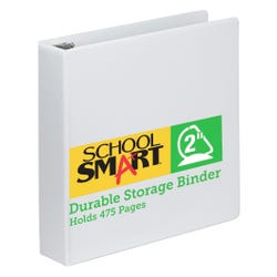 School Smart Durable Polypropylene D-Ring Binder, 2 Inches, White