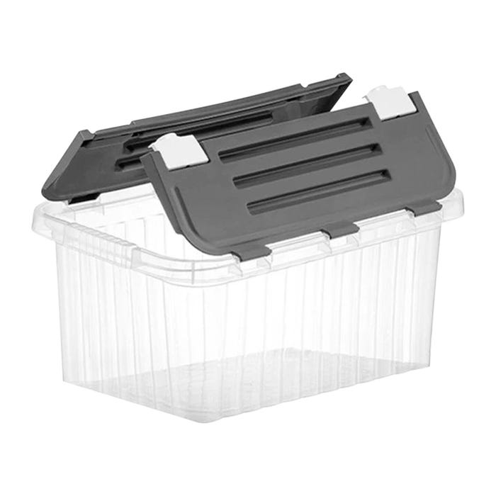 Superio Brand Hinged Lid Storage Bin, 35 Quart, 33 Liter, Clear