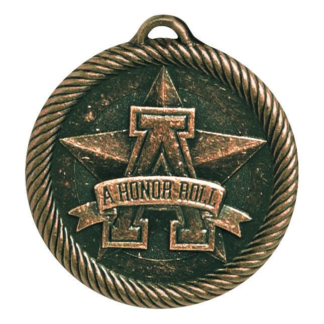 PDU CAT Multi-Level Dovetail/a Honor Roll Value Medal, 2 in, Solid Die Cast, Bronze