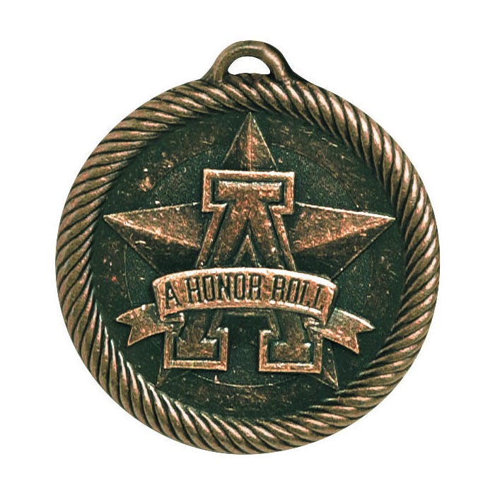 PDU CAT Multi-Level Dovetail/a Honor Roll Value Medal, 2 in, Solid Die Cast, Bronze