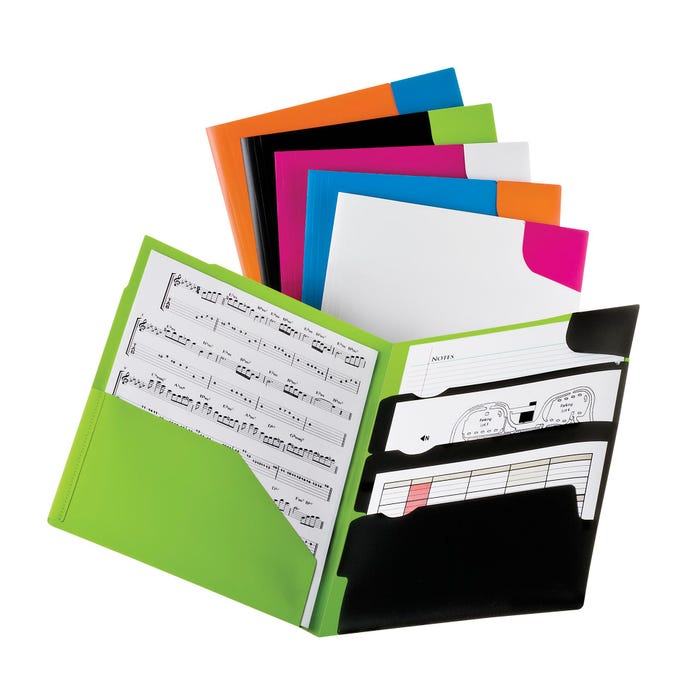 Oxford Poly Divide It Up Twisted 4 Pocket Folder, Assorted Colors, Pack of 25