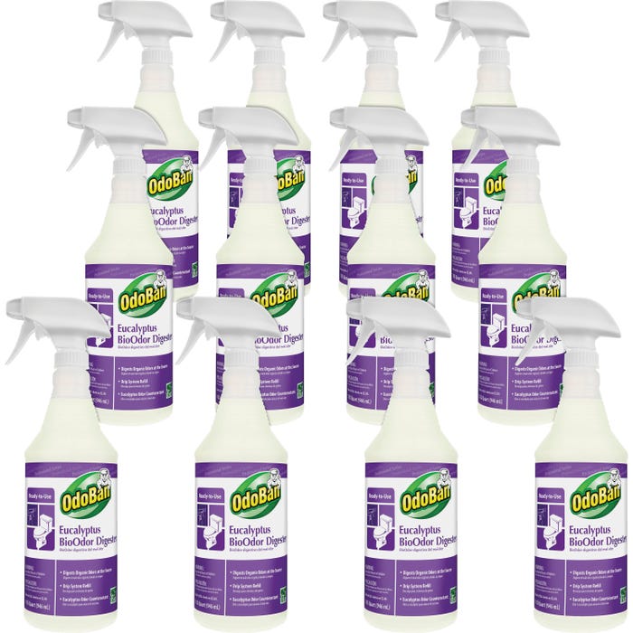 OdoBan Eucalyptus BioOdor Digester Spray, 32oz., Eucalyptus, Purple, Pack of 12