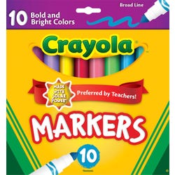 Crayola Markers, Broad Line, Assorted Bold and Bright Colors, Set of 10 1382241