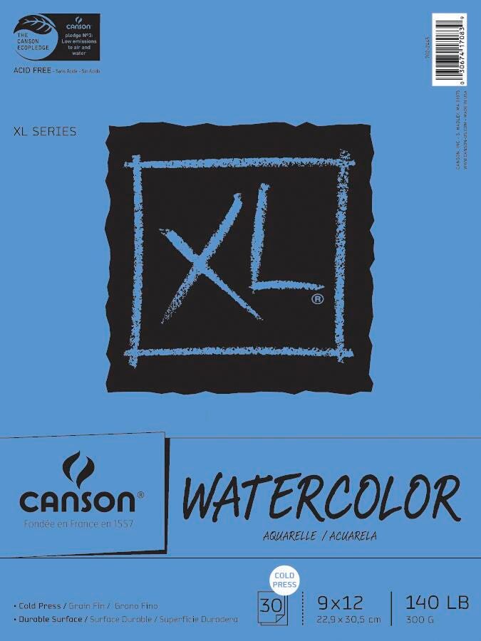 Image for Canson XL Watercolor Pad, Wireless, 9 x 12 Inches, 140 lb, 30 Sheets from School Specialty