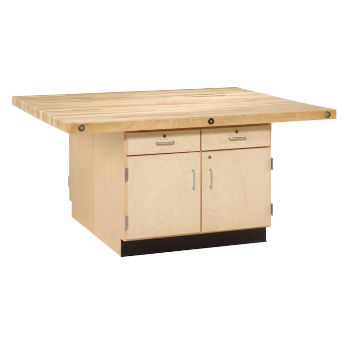 Diversified Woodcrafts 4 Station Workbench with 4 Doors and 4 Drawers, 64 x 54 x 31-1/4 Inches, Maple