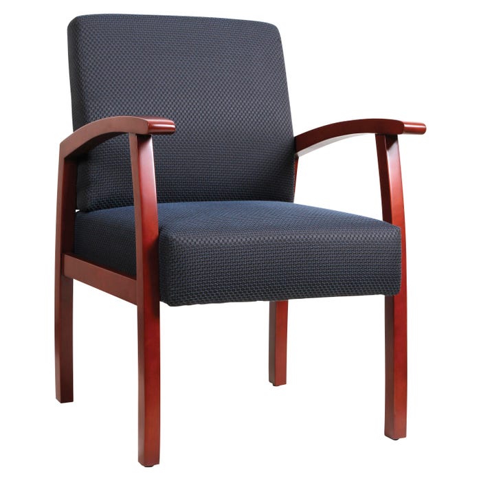 Lorell Deluxe Guest Chair, 24 x 25 x 35-1/2 Inches, Midnight Blue/Cherry