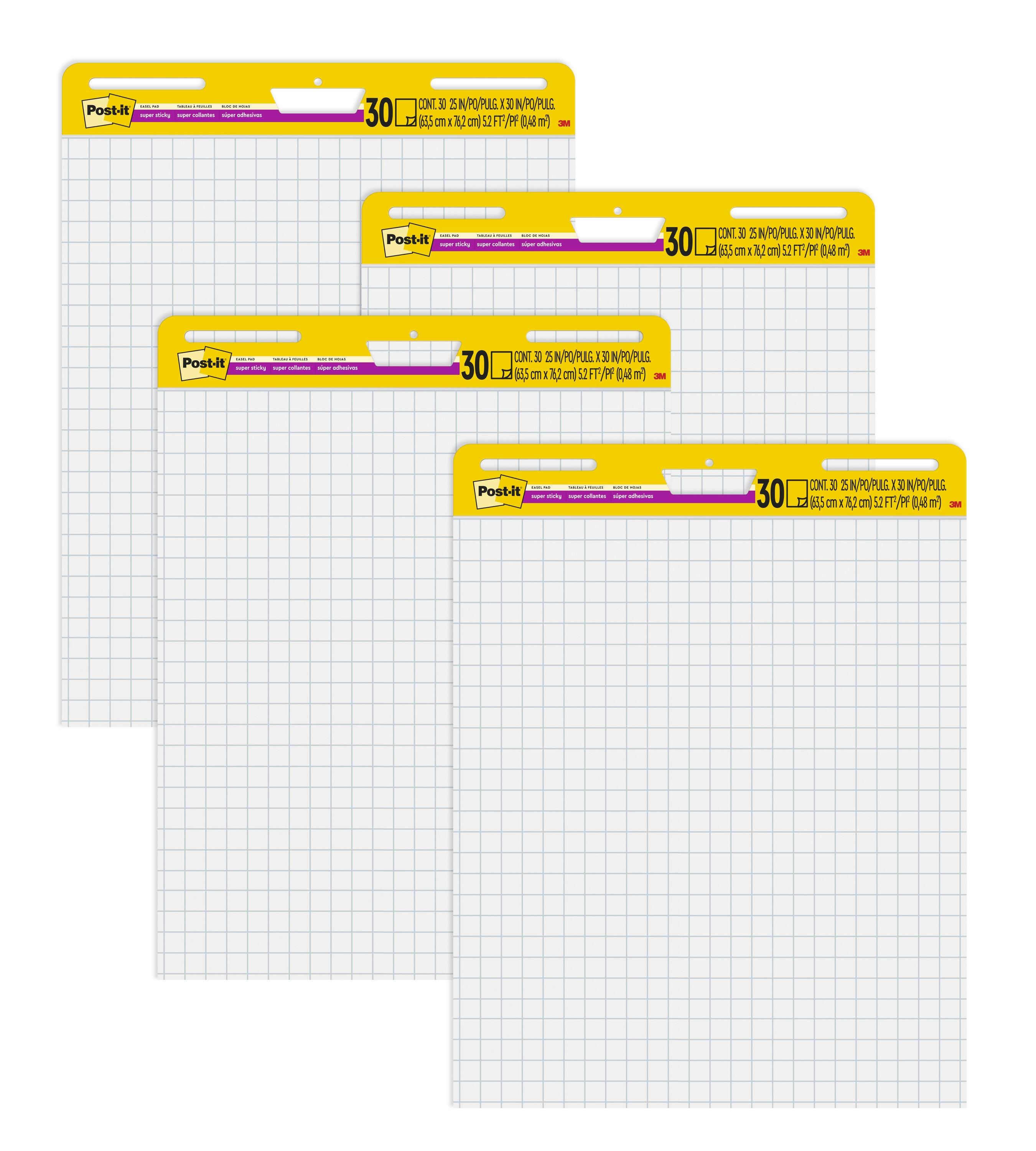 Image for Post-It Self-Stick Easel Pad, 25 x 30 Inches, Grid Ruled, 30 Sheets, Pack of 4 from School Specialty