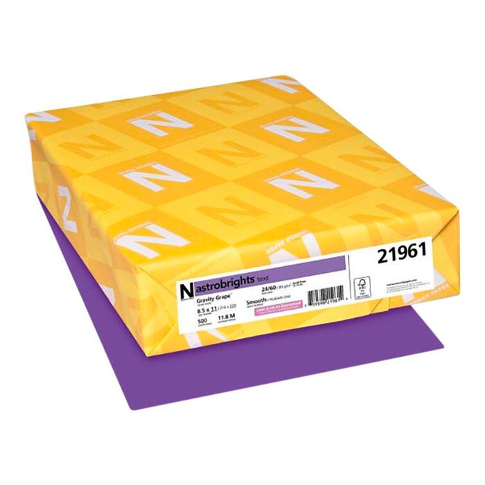 Astrobrights Premium Colored Paper, 8-1/2 x 11 Inches, 24 lbs, Gravity Grape, 500 Sheets