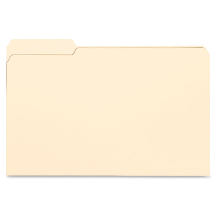 Business Source File Folder, Legal Size, 1/3 Left Cut Tabs, Manila, Pack of 100