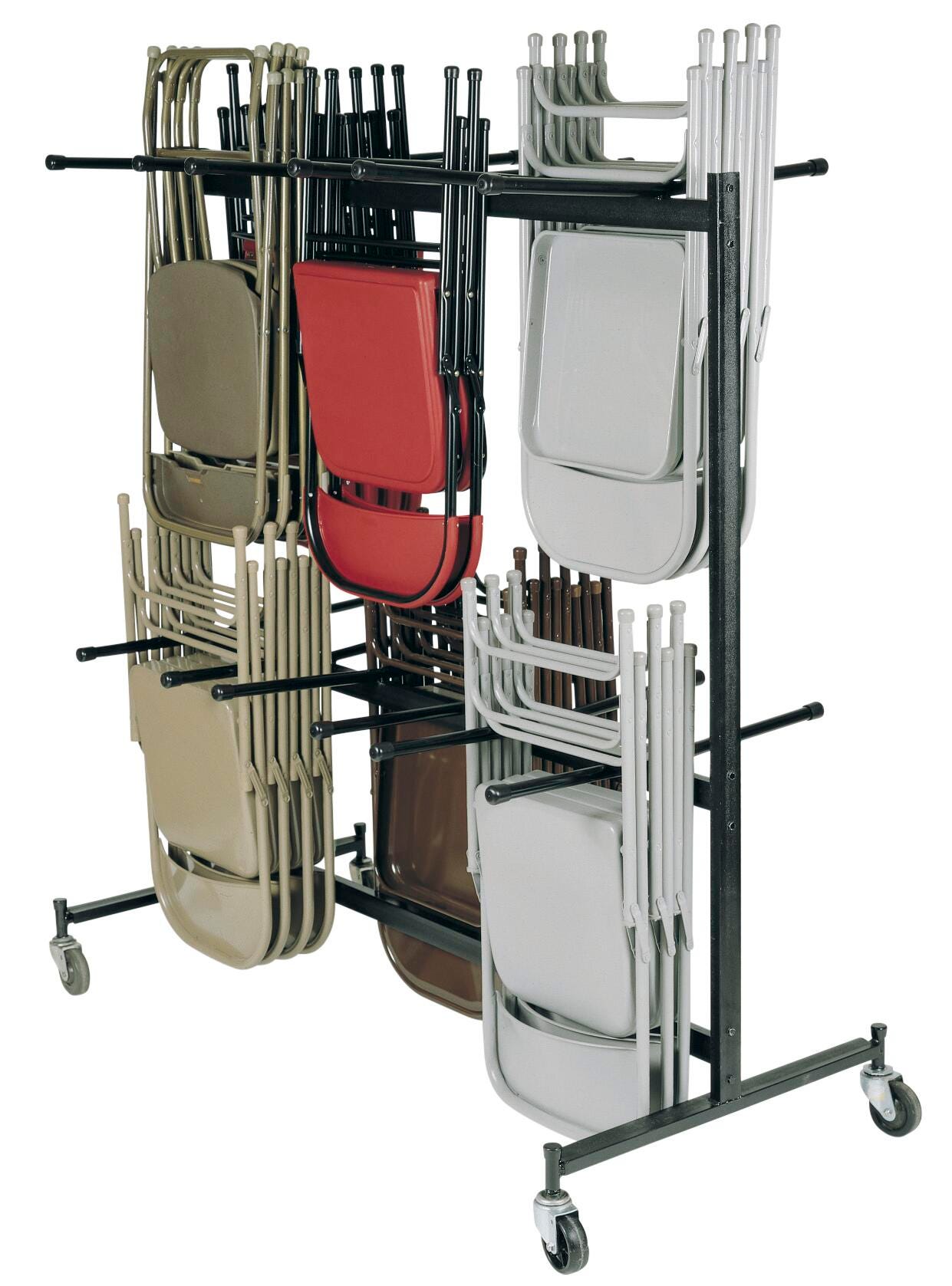 NPS Hanging Chair Caddy with Standard Casters, 36 x 71 in, 84 Chairs, Steel, Dark Brown, 4 Wheel 661637