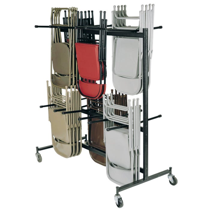 National Public Seating Hanging Chair Caddy with 4 Standard Casters, 36 x 71 Inches, 84 Chair Capacity, Steel, Dark Brown