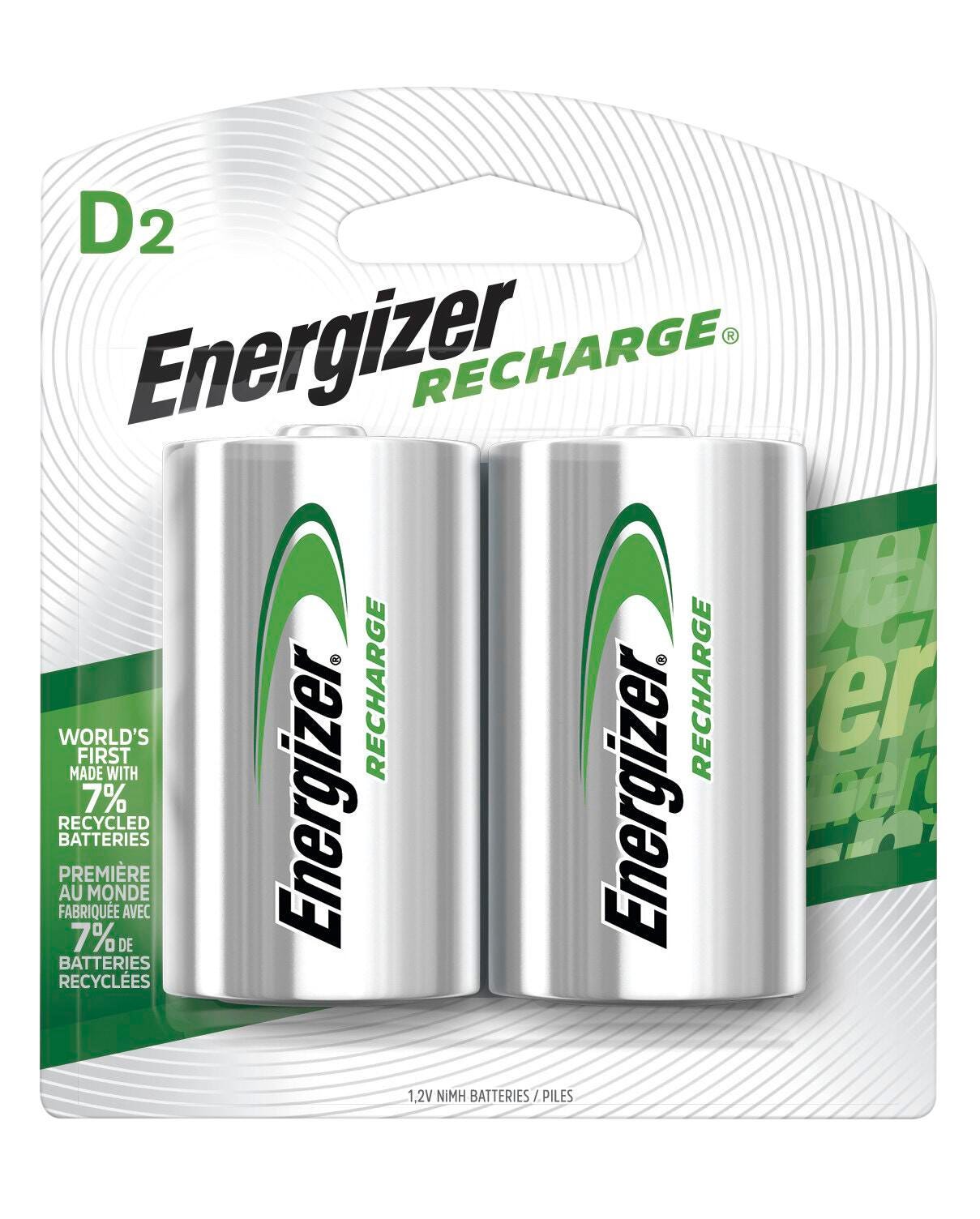 Energizer Recharge Power Plus Rechargeable D Batteries, Pack of 2 090258