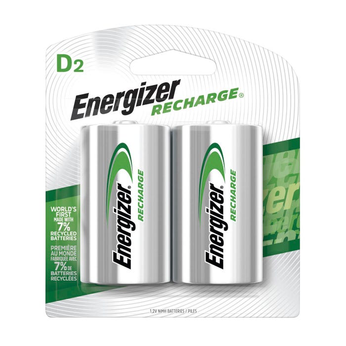 Energizer Recharge Power Plus Rechargeable D Batteries, Pack of 2