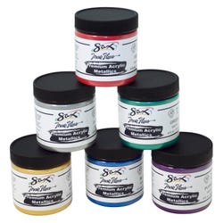 Sax Premium Heavy-Bodied Acrylic Paint, 4 Ounce Jars, Assorted Metallic Colors, Set of 6 1592741