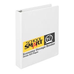School Smart Round Ring Binder, Polypropylene, 1-1/2 Inches, White