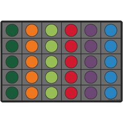 Carpets for Kids Seating Circles Circletime Rug, 6 Feet x 9 Feet, Rectangle, Primary Colors, Gray, Item Number 2101496