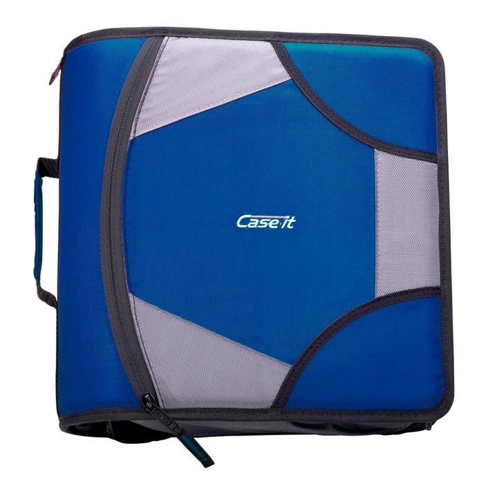 Case·it Zipper Binder with 5 Tab Files, D-Ring, 4 Inches, Midnight Blue