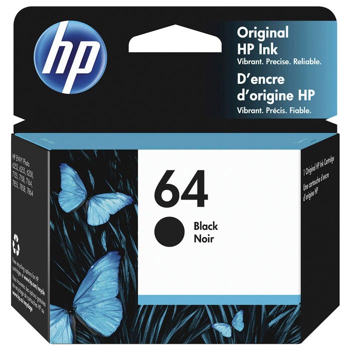 HP 64 Ink Cartridge, N9J90AN, Black